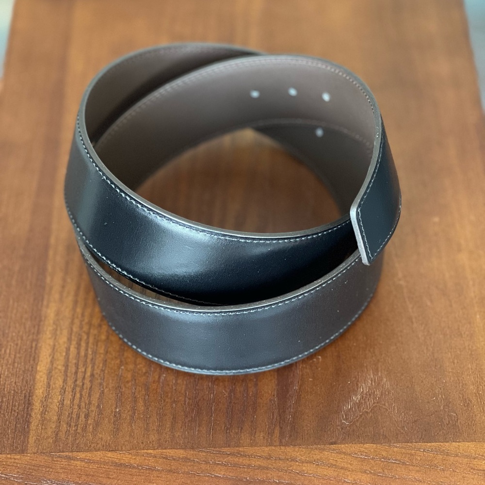 New without tags Hermes reversible belt strap black & brown smooth leather sz 85